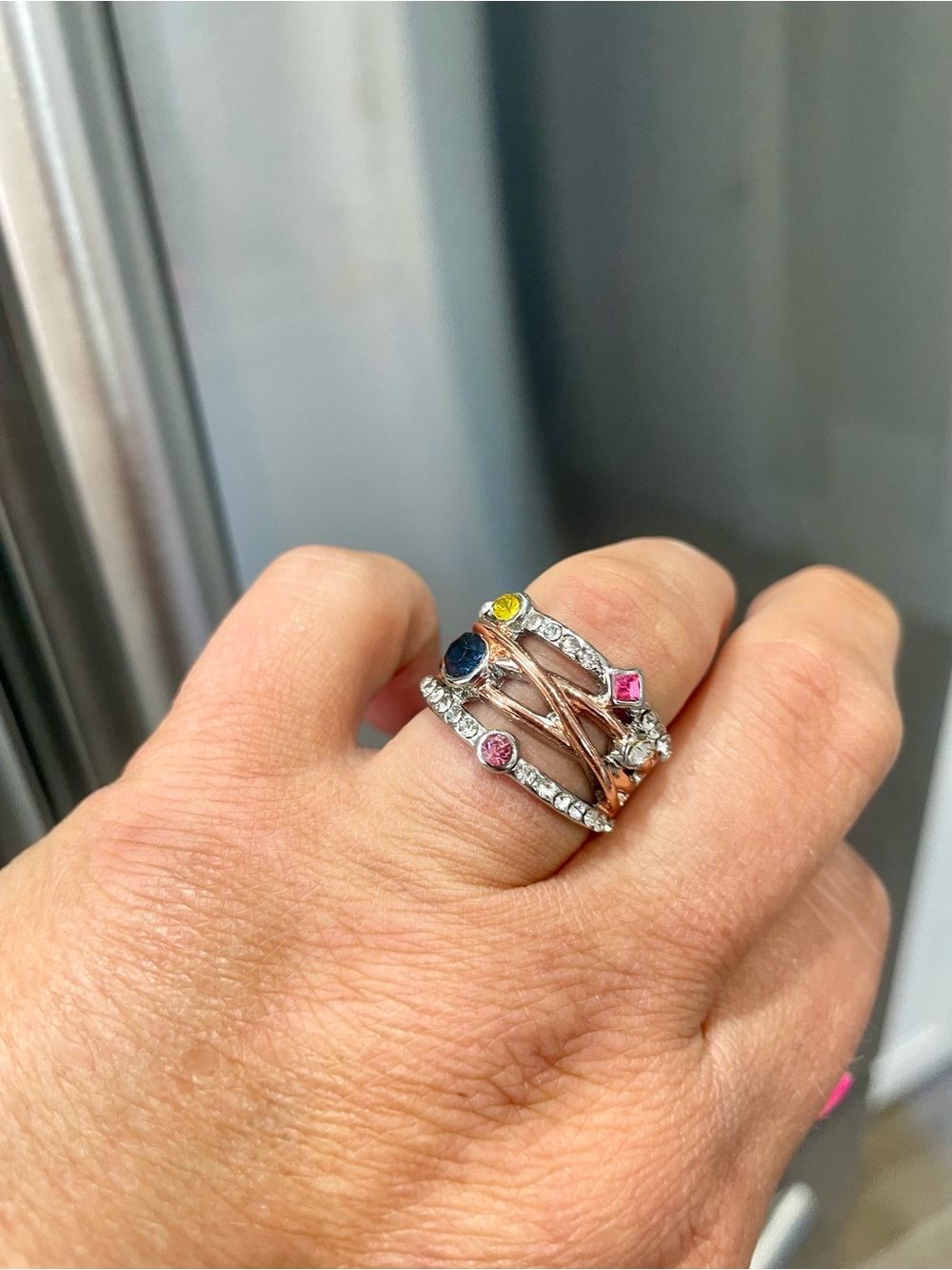 Multi-Color Crystal Stackable Ring, Size 7 - Picture 6 of 6